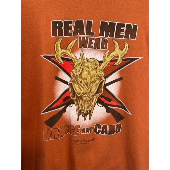 Lost Creek Long Sleeve Graphic T-Shirt Mens XL Orange Deer Skull Design Cotton - Picture 3 of 8